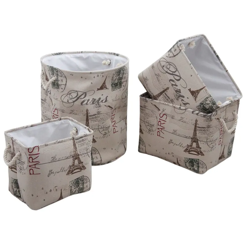 Panier à linge Paris avec corbeilles en jute (Lot de 4)