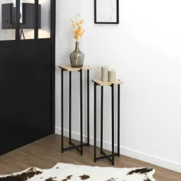 Ensemble de 2 sellettes en métal et bois Loka
