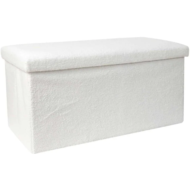 Banc coffre pliable en bouclette blanc