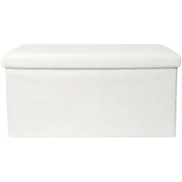 Banc coffre pliable en bouclette blanc