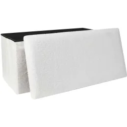 Banc coffre pliable en bouclette blanc