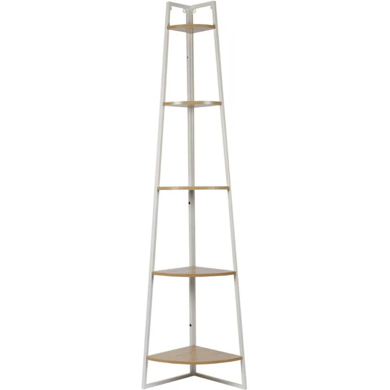 Etagère d'angle 5 niveaux en bois et métal