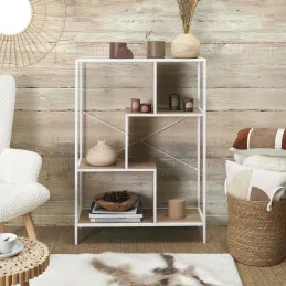 Etagère en bois et métal blanc Edison