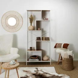 Etagère en bois et métal blanc Edison
