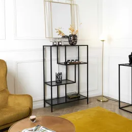 Etagère en métal et  verre fumé Edison