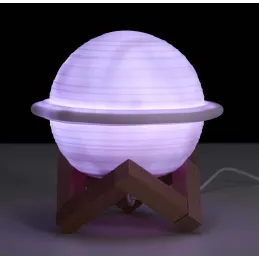 Lampe ronde avec support en bois Saturne