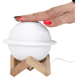 Lampe ronde avec support en bois Saturne