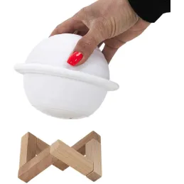 Lampe ronde avec support en bois Saturne
