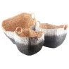 Corbeilles en jacinthe peinte grises et blanches Tie and Die (Lot de 3)