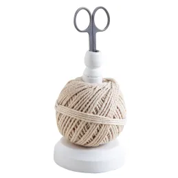 Porte-ficelle et ciseaux en bois blanc
