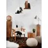 Lampe suspension en peau de vache et métal
