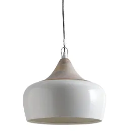 Lampe suspension en métal laqué et bois