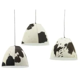 Lampe suspension en peau de vache et métal
