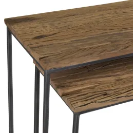Consoles en bois recyclé et métal (lot de 2)