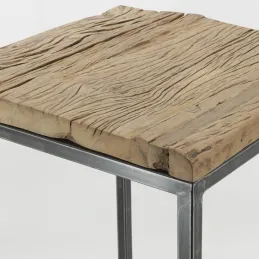 Consoles en bois recyclé et métal (lot de 2)