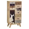 Commode en manguier et peau de vache