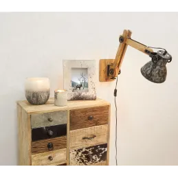 Commode en manguier et peau de vache