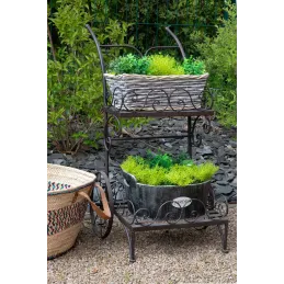 Chariot porte-pots en métal vieilli