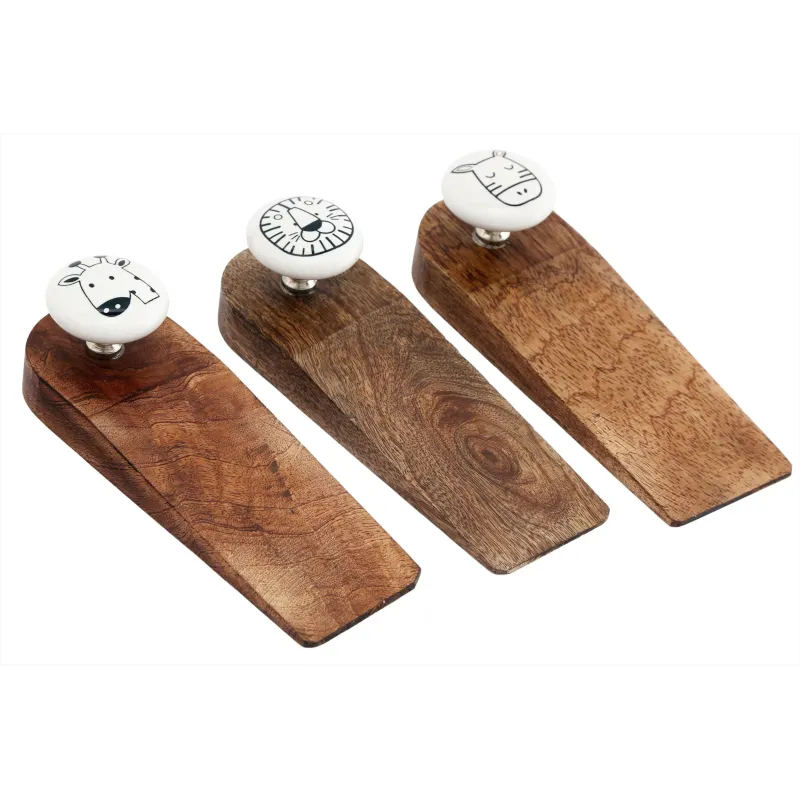 Bloc porte en bois de manguier Animaux (Lot de 3)