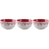 Bol en grès blanc avec coeur rouge (Lot de 3)