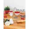 Bol en grès blanc avec coeur rouge (Lot de 3)