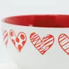 Bol en grès blanc avec coeur rouge (Lot de 3)