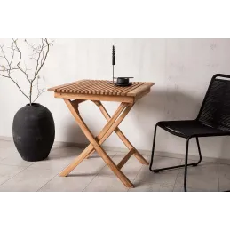Table de jardin pliante carré 70 x 70 cm en teck Ghana
