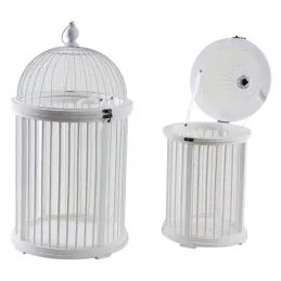 Cages en bois et métal blanches (Lot de 2)