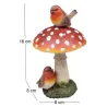 Champignon avec oiseaux en résine 8 x 16 cm