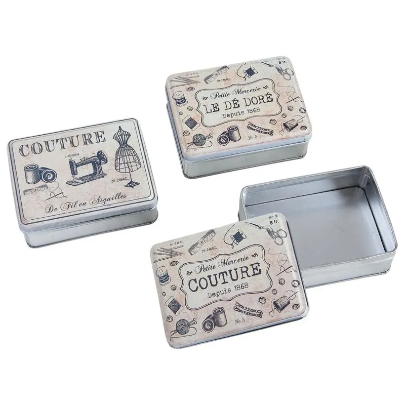 Boite en métal galvanisé Couture (Lot de 6)