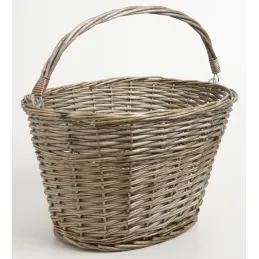 Panier pour vélo en osier gris