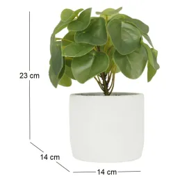 Pilea artificielle pot effet ciment 23 cm