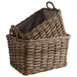 Panier gris en poelet (Lot de 2)