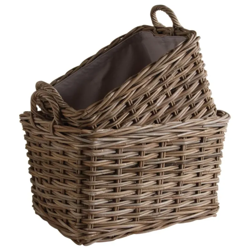 Panier gris en poelet (Lot de 2)