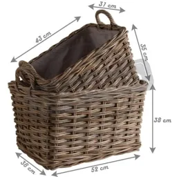 Panier gris en poelet (Lot de 2)