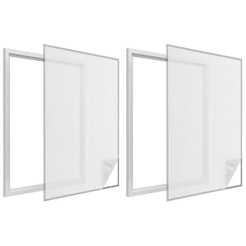 Moustiquaire fenêtre blanc 28g/m² bande auto-agrippante 9,5 mm (Lot de 2)