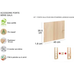 Kit de portes en pin massif pour étagères Gala