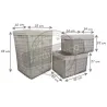 Panier à linge et corbeilles en métal argenté (Lot de 3)