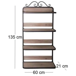 Etagère murale en acier et sapin