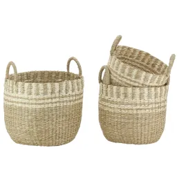 Cache-pots en jonc de mer naturel tressé (lot de 3)