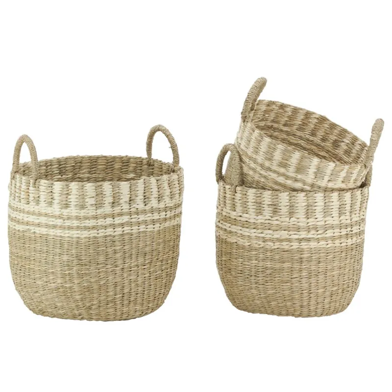 Cache-pots en jonc de mer naturel tressé (lot de 3)