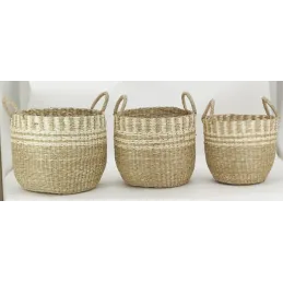 Cache-pots en jonc de mer naturel tressé (lot de 3)