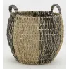 Corbeilles boules en jonc naturel et noir (lot de 3)