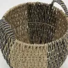 Corbeilles boules en jonc naturel et noir (lot de 3)