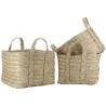 Corbeilles carrées en jonc naturel tressé (lot de 3)