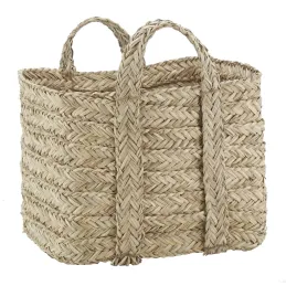 Corbeilles carrées en jonc naturel tressé (lot de 3)