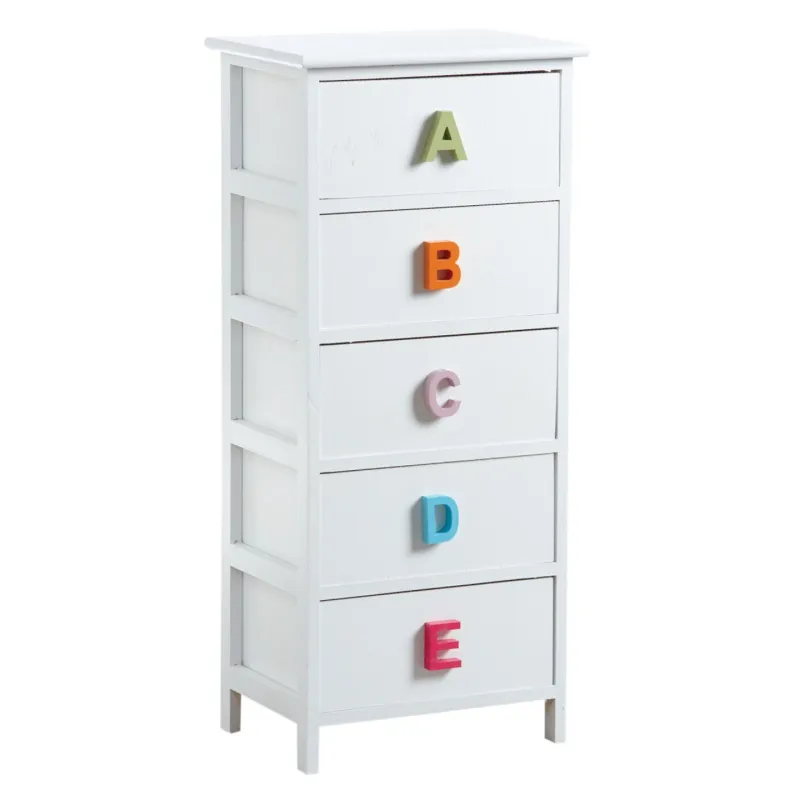 Commode chambre enfant alphabet 5 tiroirs