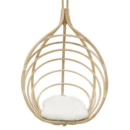 Fauteuil suspendu en rotin naturel + coussin