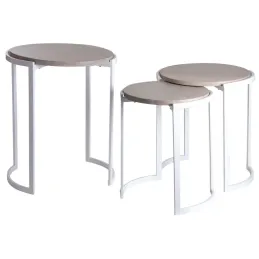Sellettes rondes en métal et manguier (Lot de 3)