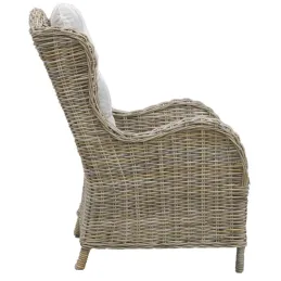 Fauteuil en poellet gris + coussin rayé